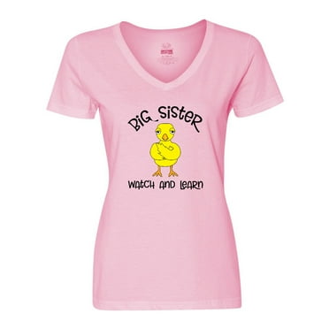 Inktastic Big Sis Watch and Learn Women's V-Neck T-Shirt