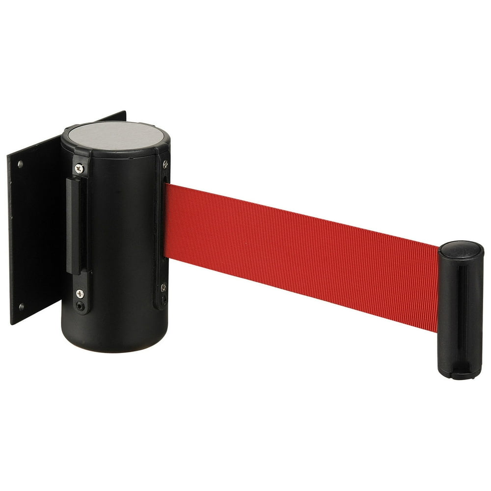 Wall Mount 79" Red Retractable Belt Barrier With Receiver