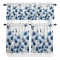 thumbnail image 2 of Kitchen Window Curtains Valance and Tier Set, Watercolor Blue Flowers on Wood Board Rod Pocket Tier Curtain Valance Set, Butterfly Floral Art Light Filtering Cafe Curtains for Bedroom Living Room, 2 of 9