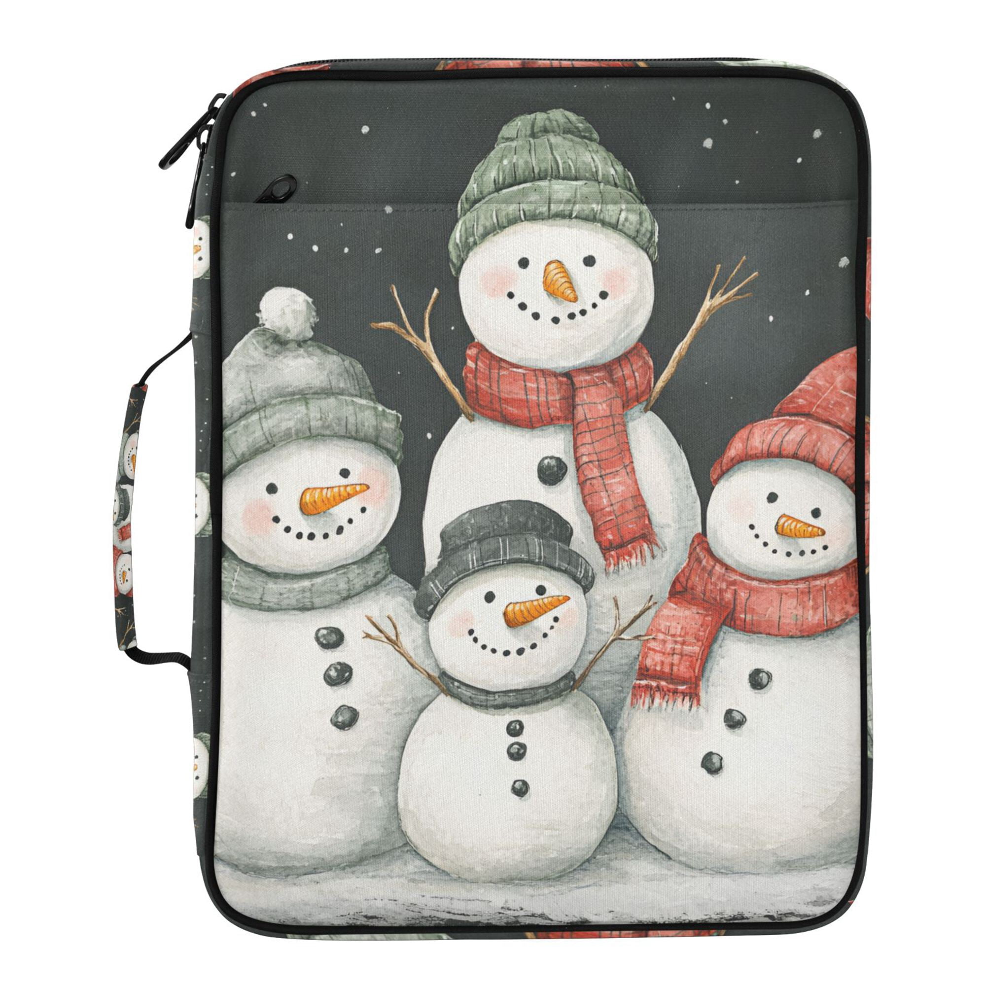 FORMRS Accordion File Folder A4 Size 7-Pocket Expanding Document Organizer Bag with 3 Ring Binder, Snowman Family