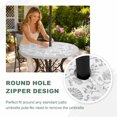 thumbnail image 4 of Round Outdoor Tablecloth with Umbrella Hole and Zipper, Grey Floral Tablecloth with Elastic Waterproof, Vintage Flowers Plants Farmhouse Greek Key Patio Table Covers for 31" - 35" Picnic Pool Tables, 4 of 9