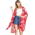 thumbnail image 4 of Women's Lightweight Bright Bohemian Print Vacation Layering Kimono (Red, One Size), 4 of 4