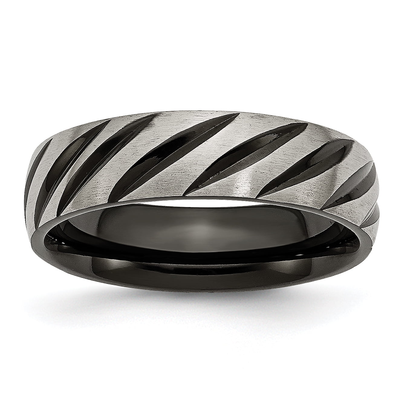 Perfect Jewelry Gift Titanium Swirl Design Black IP-plated 6mm Brushed/Polished Band