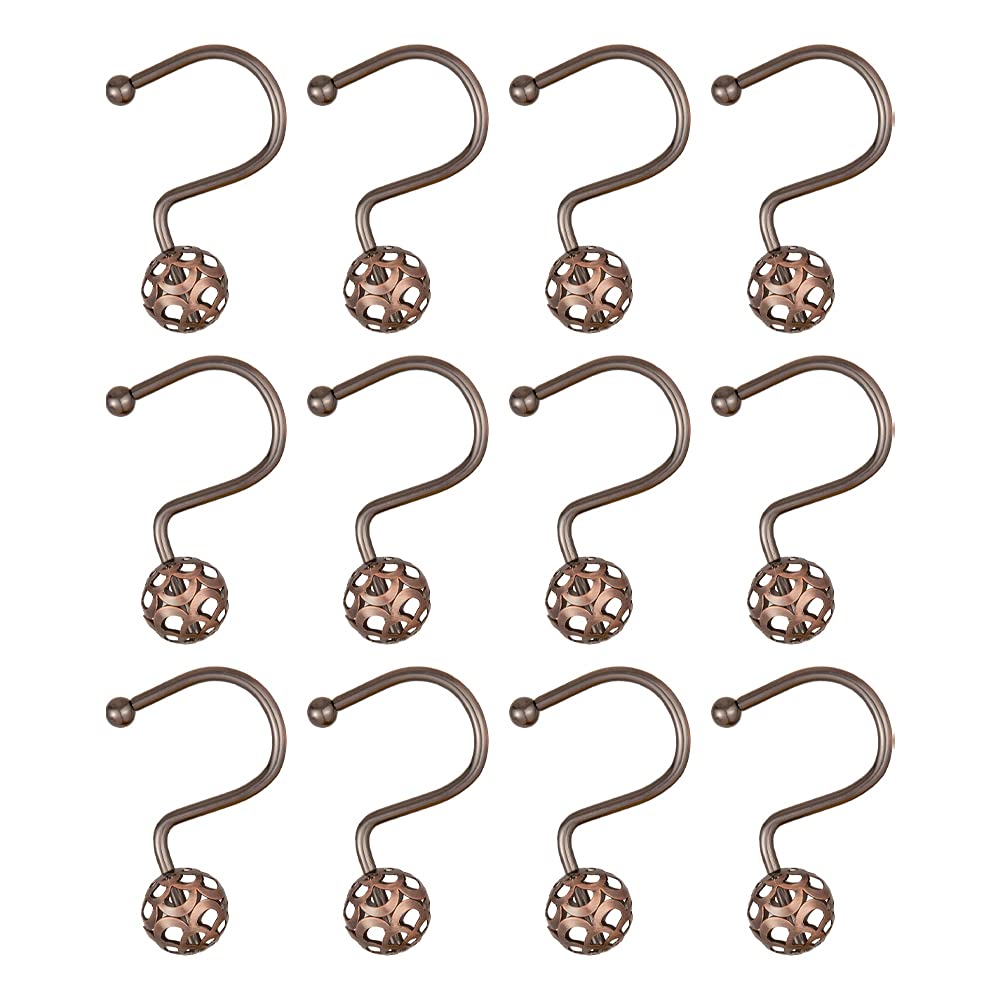 Utopia Alley Shower Hooks - Shower Curtain Rings for Bathroom - Rust Resistant Shower Curtain Hooks for Shower Curtain or Liner - Set of 12, Oil Rubbed Bronze