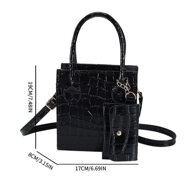 Bolso bandolera para mujer Bolso de hombro con patrón de cocodrilo de cuero PU con monedero (negro) Tmvgtek Para Estrenar