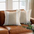 thumbnail image 6 of Throw Pillow Covers 24x24 Inch, Vintage Cream Striped Decorative Pillow Cases for Couch Sofa Bed, Farmhouse Modern Stripes Boho Linen Cotton Linen Square Home Decor Pillowcases with Hidden Zipper, 6 of 9