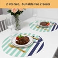 thumbnail image 5 of Anchor Aqua Round 13 Inch Placemats Set of 2, Modern Navy Blue White Striped Nautical HeatResistant Non Slip Place Mats for Dining Table, Wipeable Braided Kitchen Table Mats for Housewarming, 5 of 9