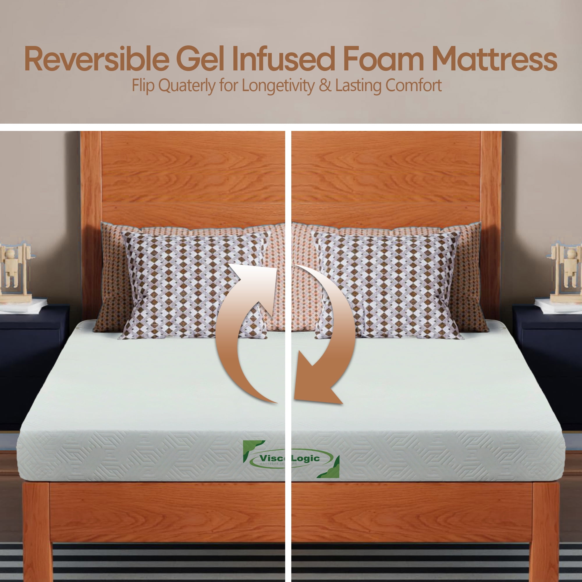 ViscoLogic 5" Twin Mattress in a Box, Kids Adult Tight Top Medium Comfort Reversible Resilience Foam