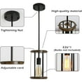 thumbnail image 3 of Hassch Farmhouse Pendant Light, Metal Hanging Light Fixture with Wooden Grain Finish, 39 Inch Adjustable Pipes for Flat Ceiling, Kitchen Island, Bedroom, Dining Hall, E26 Base (1 Pack), 3 of 10