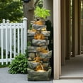 thumbnail image 4 of 58Inch Outdoor Garden Water Fountain 6 Tiers Large Cascading Rock Natural Waterfall Outdoor Fountain with LED Lights for Patio Porch Backyard Home Art Decor, 4 of 9