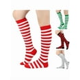 thumbnail image 2 of Women's Stripe Knee Highs Socks Christmas Stockings Stripe Calf Socks Halloween Party, 2 of 10