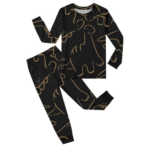 WOYY Dinosaur Outfit Set for Boys Girls Cute Cotton Long Sleeve Top Pants Sleepwear, Sizes 2-3T