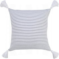 LR Home Ox Bay Hand-Woven Gray/White Stripe All-Natural Cotton Pillow Cover