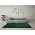thumbnail image 3 of Ahgly Company Machine Washable Indoor Square Abstract Turquoise Blue Modern Area Rugs, 3' Square, 3 of 4