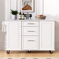 thumbnail image 2 of Rolling Kitchen Island Cart with Storage, 50.7" Kitchen Island with Drop Leaf, Tilt Trash Cabinet & Pull-Out Organizer, Mobile Kitchen Cart with Drawers and Wheels for Kitchen Dining Room, 2 of 9