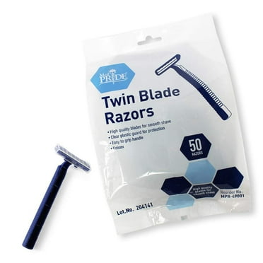 MEDPRIDE Twin Shaver Blades Disposable Razors for Men and Women, 50-Pack