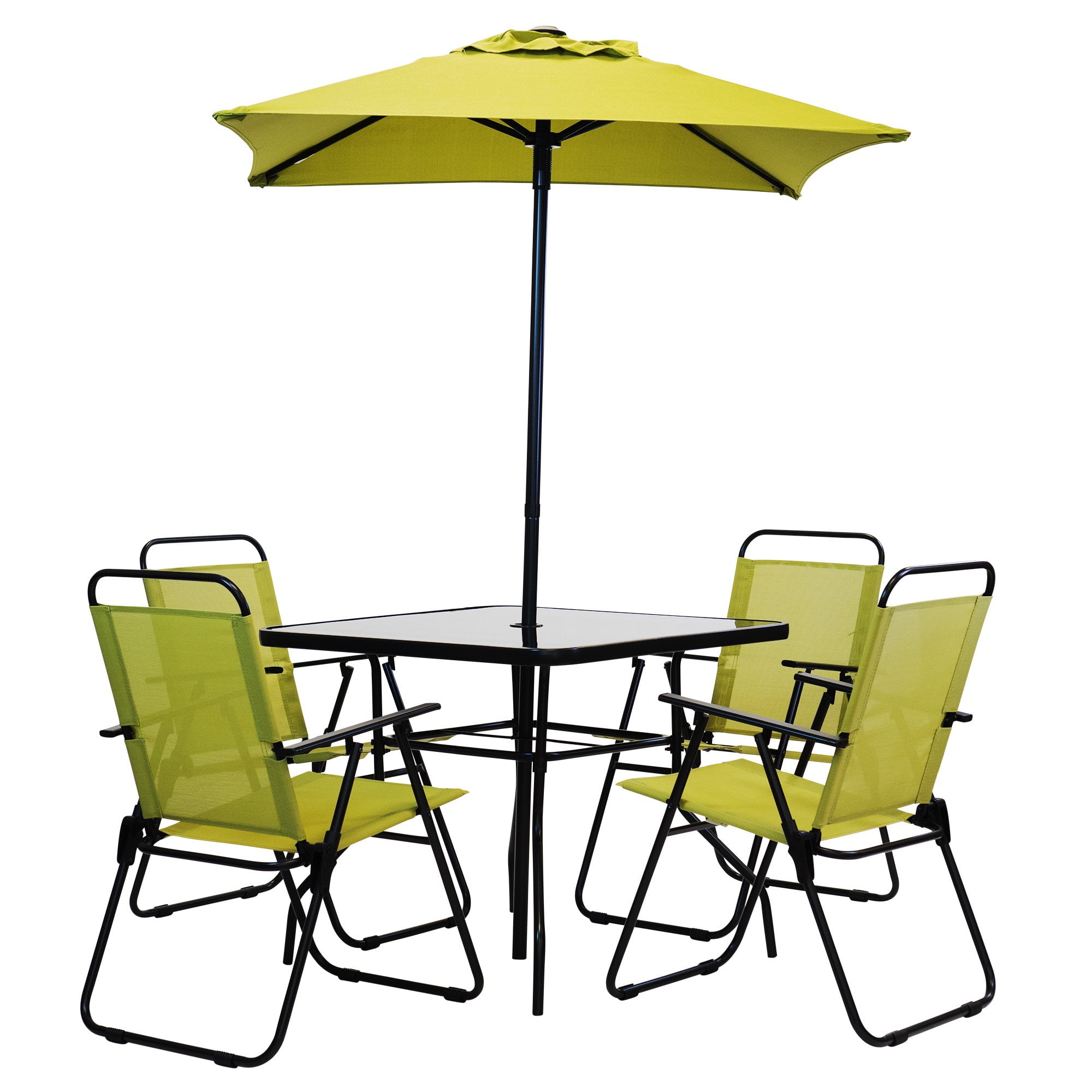Outsunny4 PieceSteel Folding Outdoor Furniture Patio Dining SetBar Table  Chairswith Umbrella- Brown 