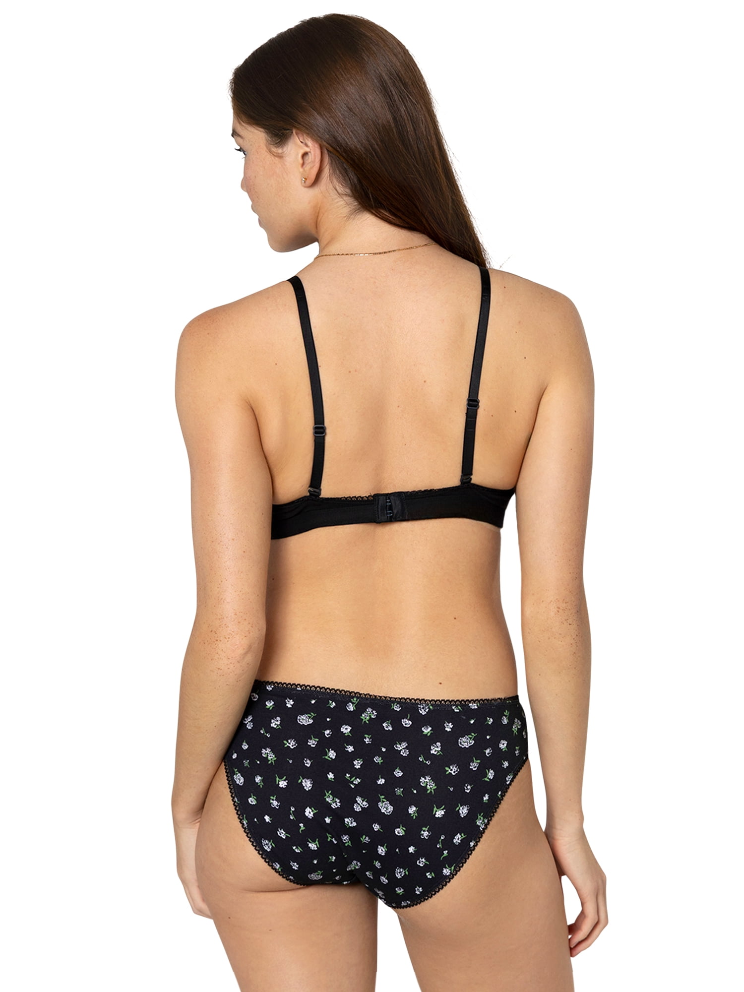 fresh collection by Fruit of the Loom Women's Cotton Triangle Bralette and Bikini Underwear Set