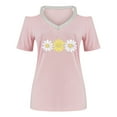 thumbnail image 5 of Women's Cold Shoulder Tops Glitter V Neck Short Sleeve T-shirts Daisy Flower Print Cute Summer Clothes (S, Pink 02), 5 of 5