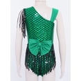 thumbnail image 4 of TiaoBug Kids Girls Sequins Tassels Gymnastics Leotards Ballet Modern Jazz Latin Dance Bodysuit Dancewear Top Green 5T, 4 of 7