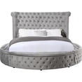 thumbnail image 5 of Luxury Queen Bed, Tall Rolled Headboard, Velvet Upholstered, Storage, Gray, 5 of 5