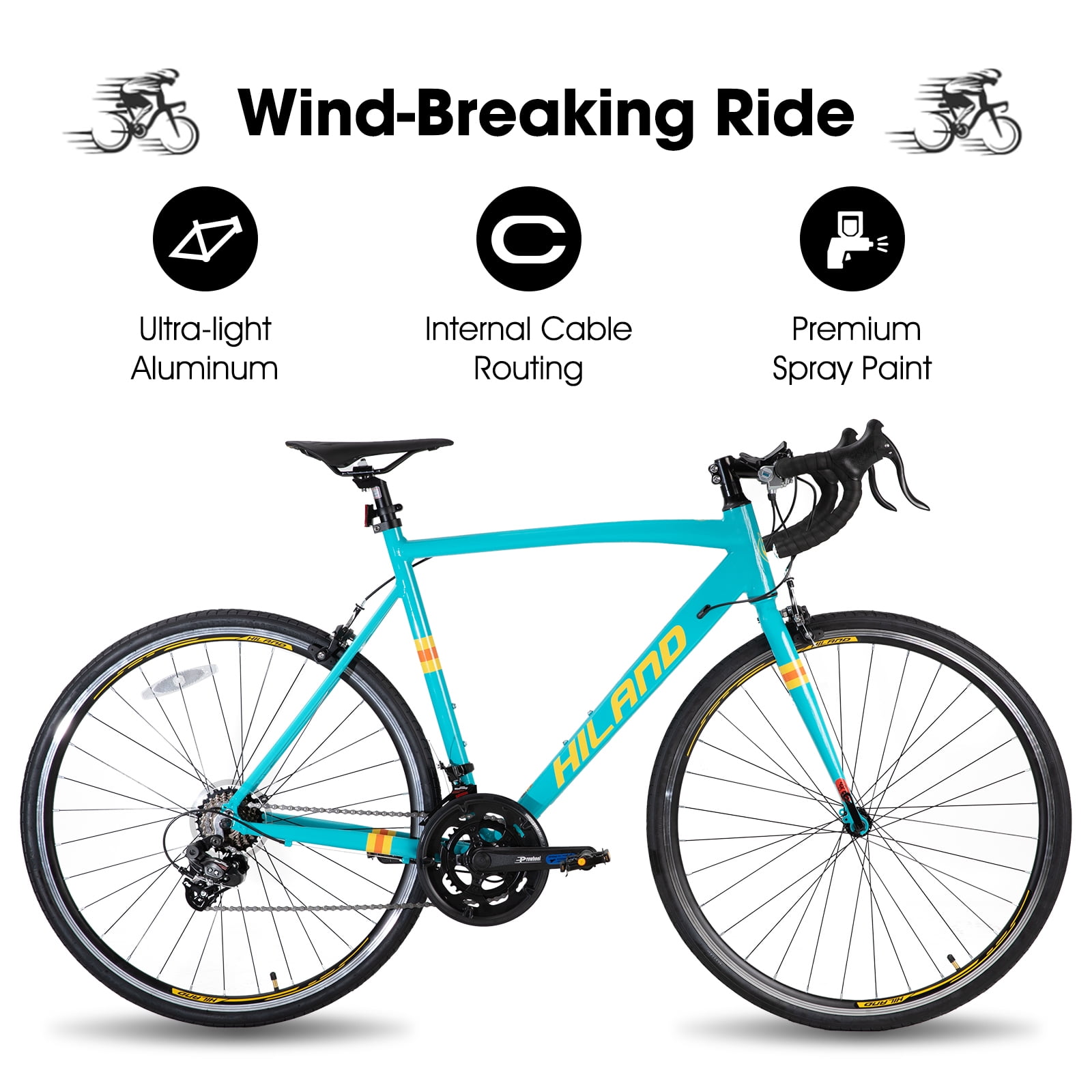 Hiland Aluminum Road Bike,Shimano 14 Speeds, 53/57cm Frame Hiland Aluminum Road Bike,Shimano 14 Speeds, 53/57cm Frame