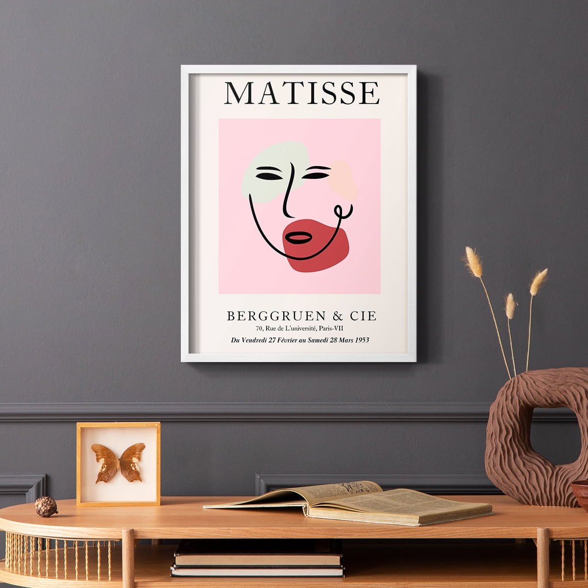 Matisse CDXCV in White Solid Wood Framed Print No Nail Hanging