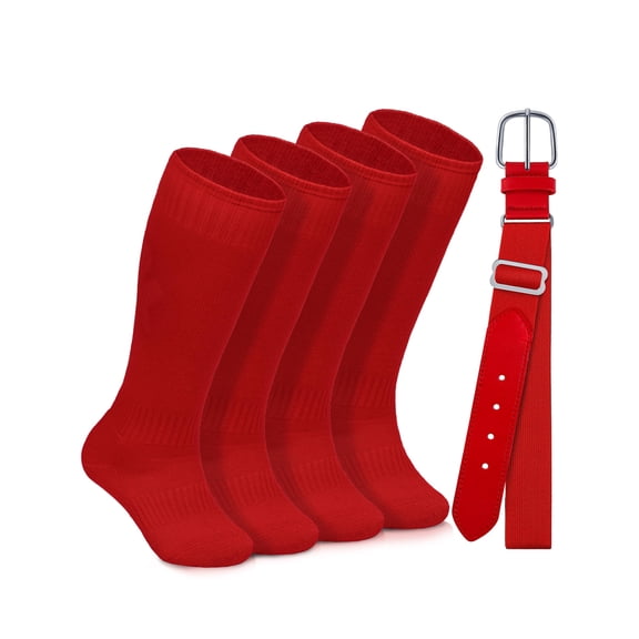 Gnodio Toddler Baseball Socks and Belt Combo Set Cotton Youth Baseball Softball Socks Adjustable Belt for Boys Girls