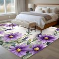 thumbnail image 5 of Purple Flower Area&nbsp;Rug 6x9ft Spring Vintage Floral Plant Retro Watercolor Farmhouse Non-Slip&nbsp;Washable Square&nbsp;Rugs Soft Felt Indoor Floor Mat for Bedroom Kitchen Living Room Bathroom, 5 of 9