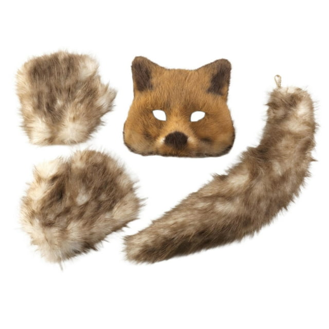 Conjunto de disfraz de cosplay decorativo, suave, con accesorios, ropa de Halloween, para baile de máscaras marrón