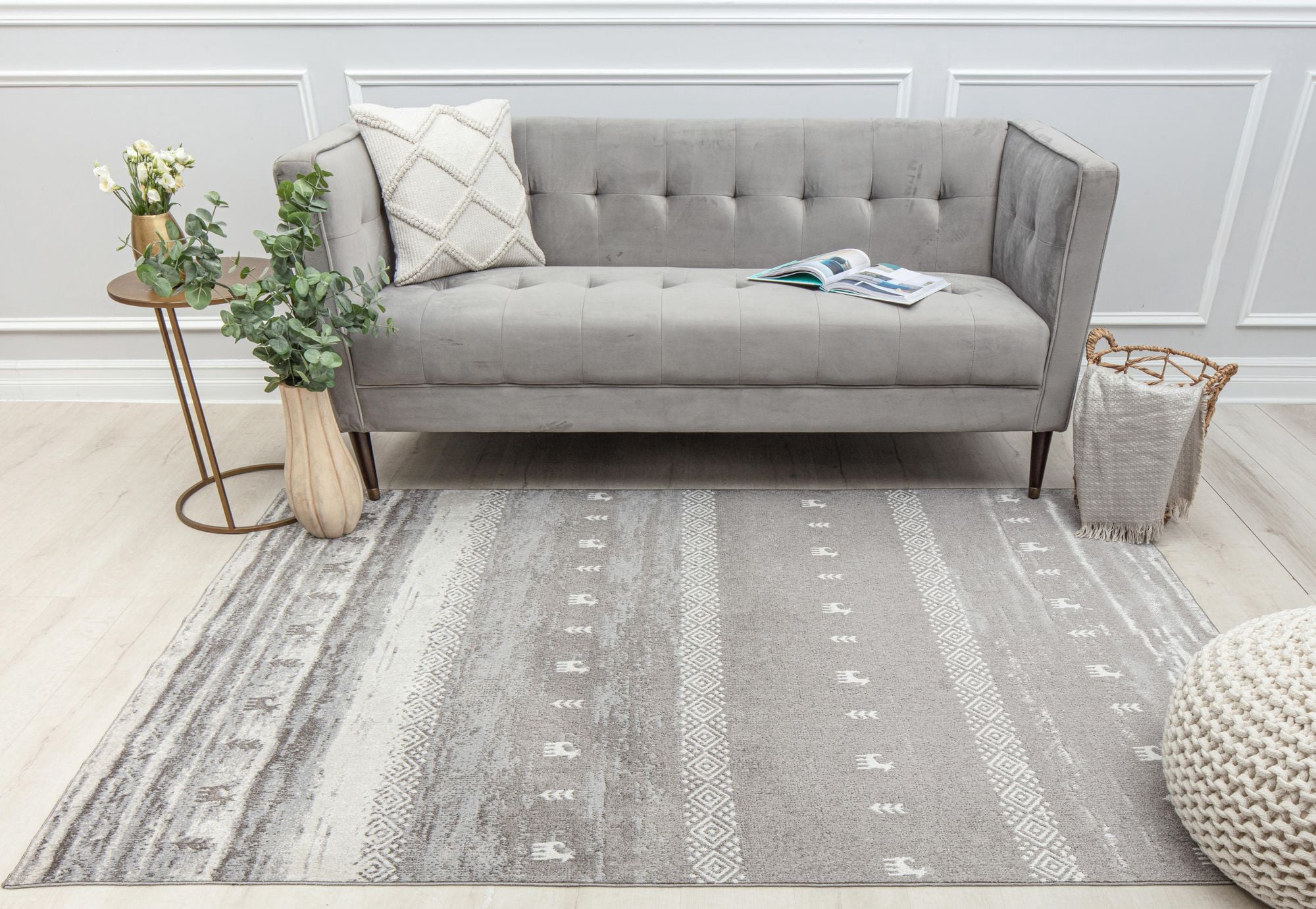 Rugs America Jaelyn JD60A Coastline Constellation Tribal Bohemian Gray Area Rug, 5'3" x 7'0"