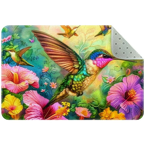 PhooArto Hummingbird Flowers Print Indoor Door Mat, Non-Slip Absorbent Doormat Inside Floor Mats Area Rug for Entryway, Machine Washable Entrance Rug Outdoor 35x24in
