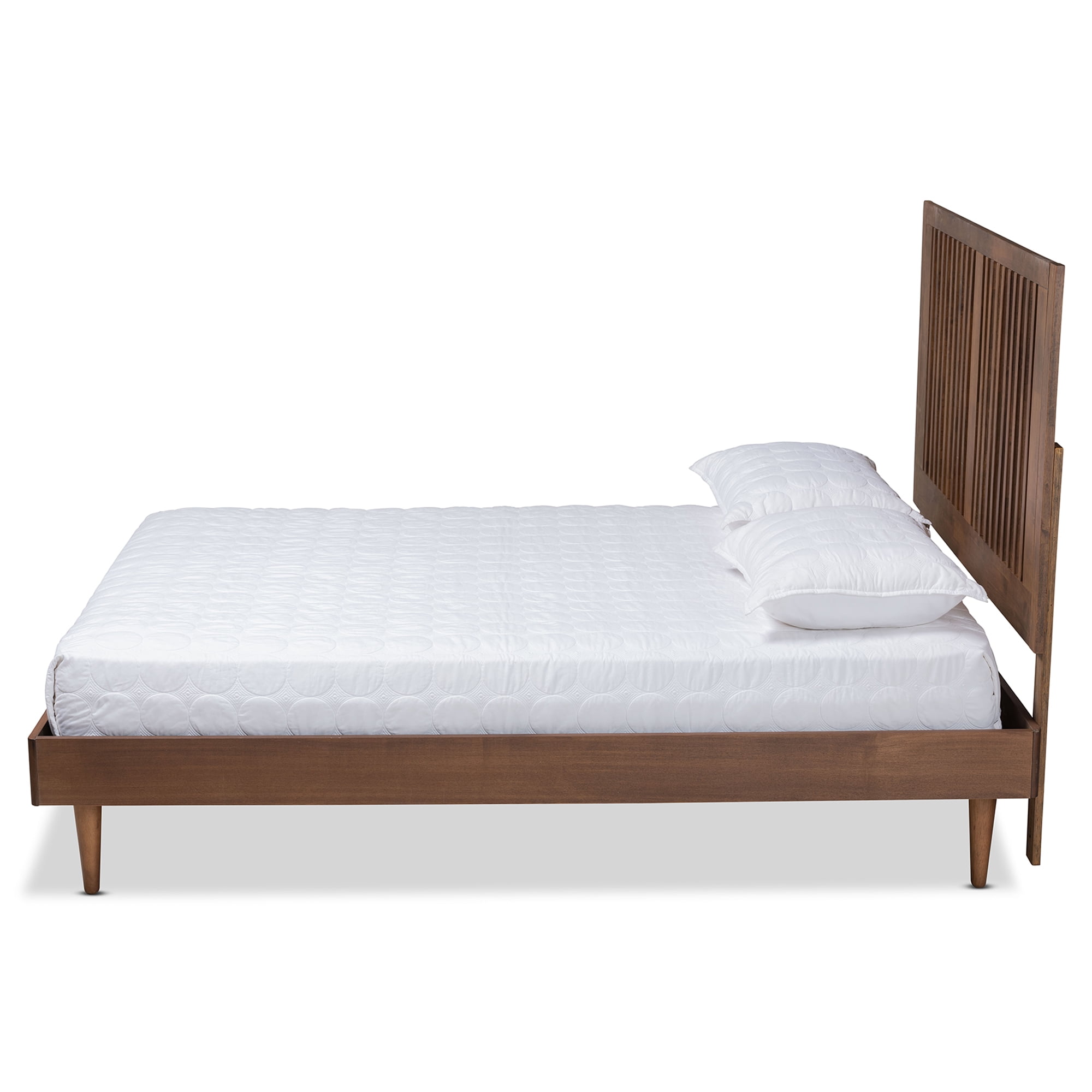 Baxton Studio Kioshi Mid-Century Wood Platform Bed, Queen, Ash Walnut