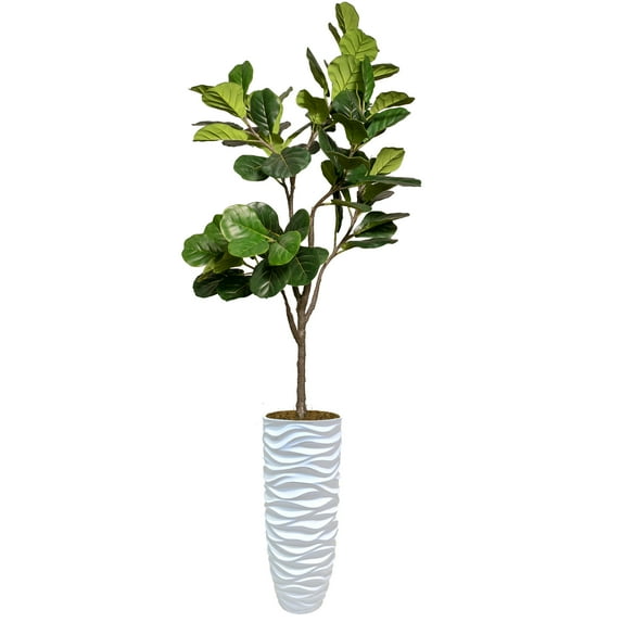 Artificial Faux Fig Tree 90" Large Fake Plant with Planter