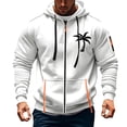 thumbnail image 2 of Men's Waterproof Ski Jackets Men's Cargo Solid Color Multiple Pockets Sports Ditness Training Long Sleeved Hooded Casual Jacket White Xl, 2 of 3