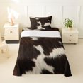 thumbnail image 2 of Manfei Retro Cow Print Twin Sheets 3pcs,Abstract Animal Spot Bedding,Dark Brown Cream,1 Flat Sheet,1 Fitted Sheet and 1 Pillowcase, 2 of 6