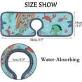 thumbnail image 4 of SKYSONIC Faucet Absorbent Mat 2 Pcs Mermaid Sea Animals Kitchen Faucet Splash Catcher Washable Counter Drying Pads Behind Faucet for Kitchen Bathroom, 4 of 7