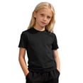 thumbnail image 5 of Boys Tshirts Lightweight Stretchy Solid Print Crewneck Short Sleeve Basic Tee for Sporty Casual Wear Boys' Tops Tees Shirts Black 3 Years-4 Years, 5 of 6