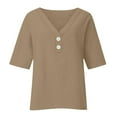 thumbnail image 3 of yunLCZ Women Shirts Summer Women's 7 Quarter Sleeve V Neck Solid Color Loose Top T Shirt Casual Shirt, 3 of 5