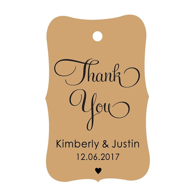 100 PCS Thank You Custom Made Hang Tags Personalized Wedding Favor Gift Paper Tags