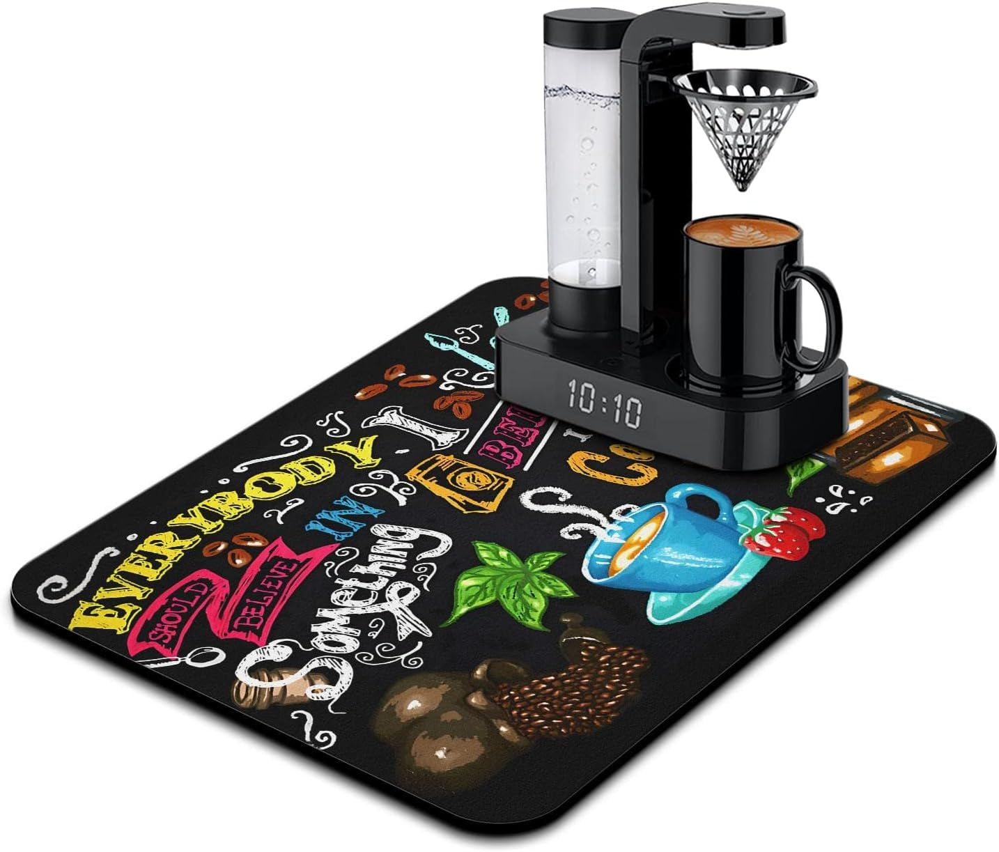 Coffee Bar Mat Accessories for Countertop Absorbent Hide Stain Rubber