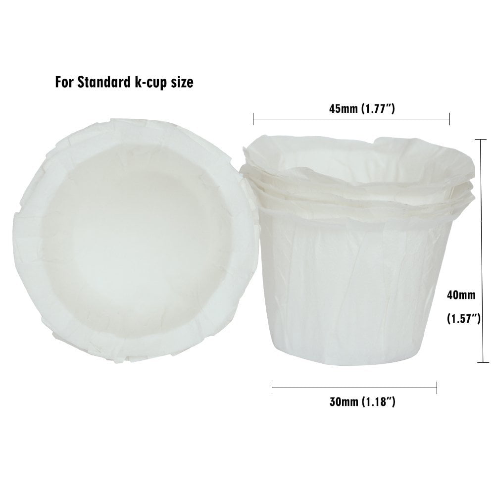 100 pcs Disposable Paper Filter Cups for Reusable Coffee Pods Keurig K-Cup  Single Serve EZ cups 