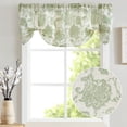 thumbnail image 1 of Curtainking Farmhouse Valance 20 inch Sage on Beige Rustic Floral Light Filtering Curtain Semi-Sheer Tie Up Valance for Kitchen Bathroom Rod Pocket 1 Panel, 1 of 5