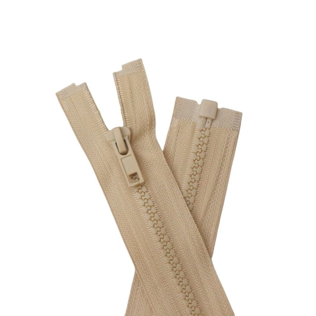YaHoGa 2 cremalleras separadoras #5 de 27 pulgadas para coser abrigos, chaquetas, cremalleras de plástico moldeado beige a granel (27 pulgadas beige)