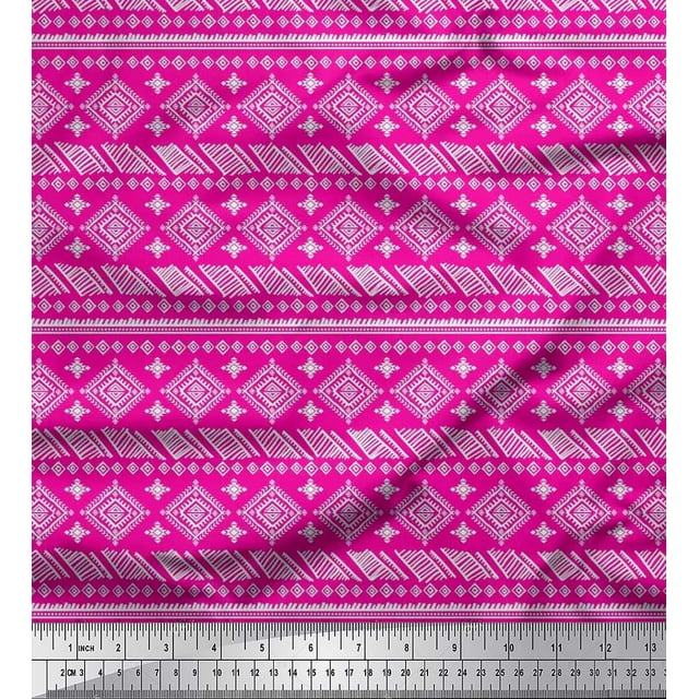 Soimoi Moss Georgette Fabric Aztec African Print Sewing Fabric Yard 42 Inch Wide