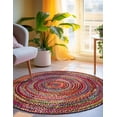 thumbnail image 1 of 2 Ft Round Multi Cotton Area Rug, Hand-Woven, Reversible, Farmhouse Boho Style, Durable & Pet-Friendly Rug for Living Room, Dining Room, and Bedroom, 1 of 4