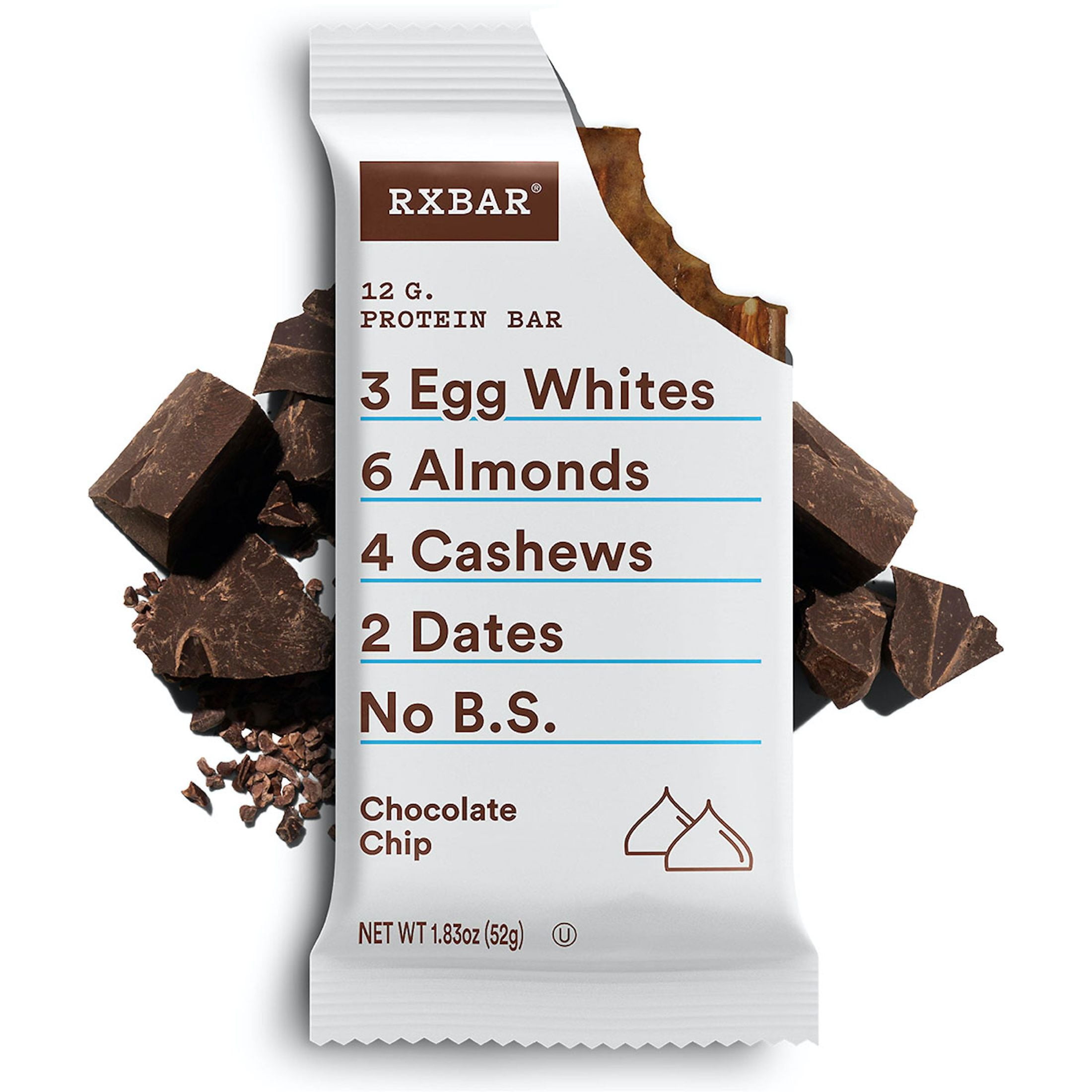 RXBAR Protein Bars Gluten-Free, Chocolate Chip, 4 Count