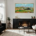thumbnail image 2 of IDEA4WALL Extra Large Framed Canvas Print Wall Art Village on the Hill Vibrant Landscape Nature Scenery Antique Retro Fine Art Countryside Decorative for Home Decoration - 60"x30", 2 of 5