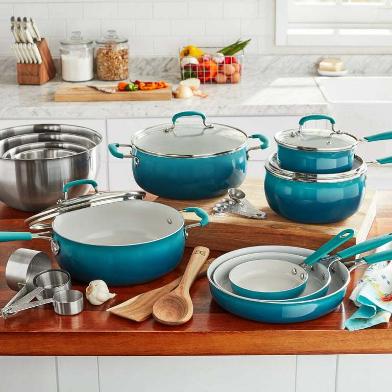The Pioneer Woman Brilliant Blooms 38-Piece Cookware Set, Teal - Helia Beer  Co