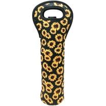 Wrapables Insulated Neoprene Wine Tote, One Bottle, Sunflowers
